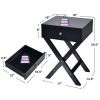 X-Shape 1 Drawer Nightstand End/Side Table Storage in Black